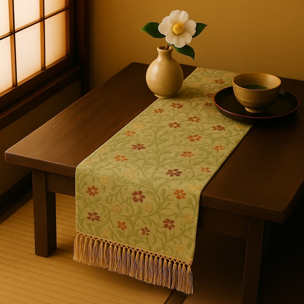 Authentic Tatsumura Kyoto Pure Silk Nishiki Brocade Table Runner Handwoven 28"